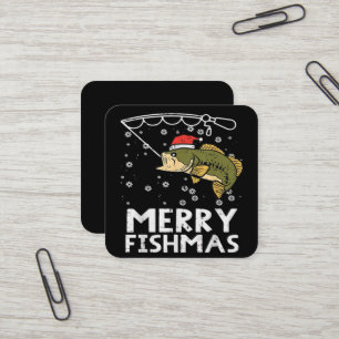 Fröhliche Fisch-Weihnachten Fisch-Angeln Weihnacht Quadratische Visitenkarte