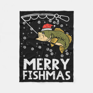 Fröhliche Fisch-Weihnachten Fisch Angeln Xmas Weih Fleecedecke