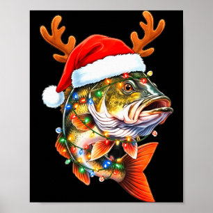 Fröhliche Fisch-Weihnachten Lustige B Angeln Weihn Poster