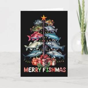Fröhliche Fisch-Weihnachten Lustige Weihnachtsbaum Karte