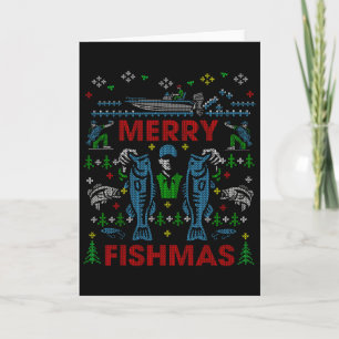 Fröhliche Fisch-Weihnachten Lustiger Angel-Hässlic Karte
