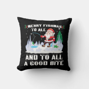 Fröhliche Fisch-Weihnachten Lustiger Fisch Angler  Kissen