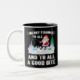 Fröhliche Fisch-Weihnachten Lustiger Fisch Angler  Zweifarbige Tasse