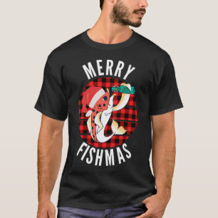 Fröhliche Fisch-Weihnachten Lustiger Fischer Weihn T-Shirt