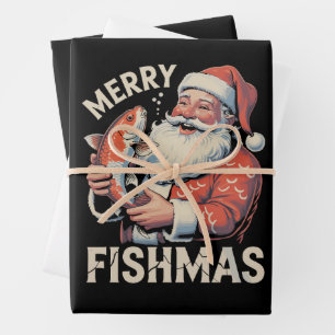 Fröhliche Fisch-Weihnachten Lustiger Weihnachten S Geschenkpapier Set