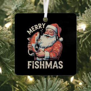 Fröhliche Fisch-Weihnachten Lustiges Weihnachten S Ornament Aus Metall