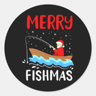 Fröhliche Fisch-Weihnachten Lustiges Weihnachten S Runder Aufkleber