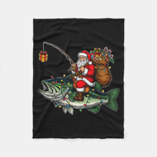 Fröhliche Fisch-Weihnachten Santa Angler Lustiger Fleecedecke