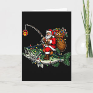 Fröhliche Fisch-Weihnachten Santa Angler Lustiger Karte