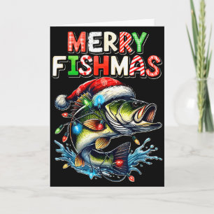 Fröhliche Fisch-Weihnachten Santa Angler Lustiger Karte