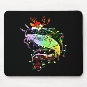 Fröhliche Fisch-Weihnachten Santa Angler Lustiger Mousepad