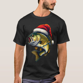 Fröhliche Fisch-Weihnachten Santa Angler Lustiger  T-Shirt