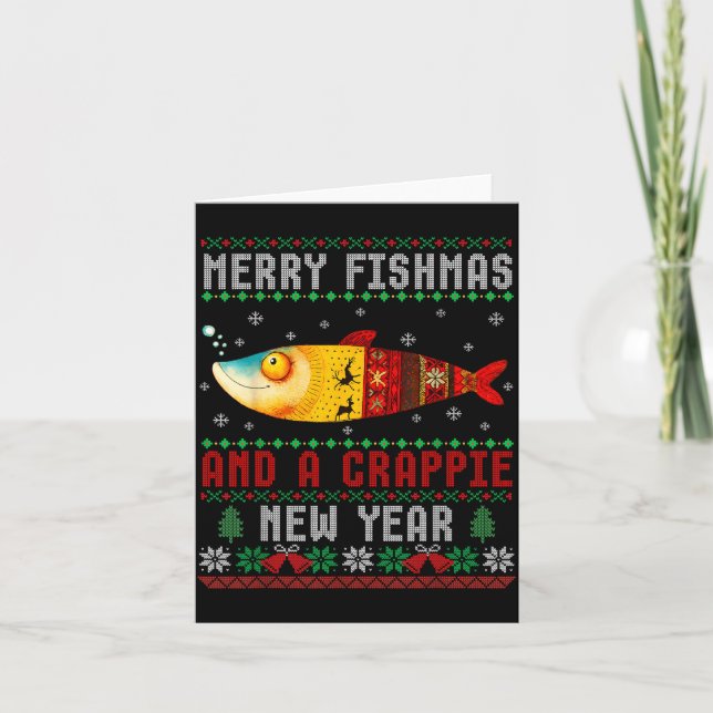Fröhliche Fisch-Weihnachten und ein Krapfen Neues  Karte (Vorderseite)