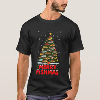 Fröhliche Fischweihnacht Lustige Weihnachtsbaumlic T-Shirt