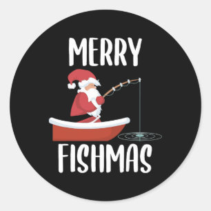 Fröhliche Fischweihnacht Lustiger Weihnachtsmann A Runder Aufkleber