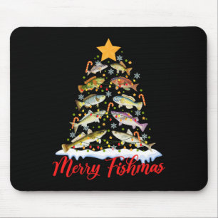 Fröhliche Fischweihnachten Lustige Weihnachtsbauml Mousepad