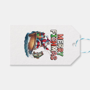 Fröhliche Fischweihnachten Santa Angler Lustiger F Geschenkanhänger