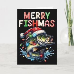 Fröhliche Fischweihnachten Santa Angler Lustiger F Karte