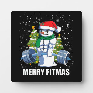 Fröhliche Fitmas, lustige Weihnachten Snowman Gym Fotoplatte