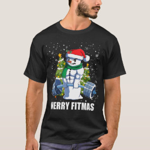 Fröhliche Fitmas, lustige Weihnachten Snowman Gym  T-Shirt