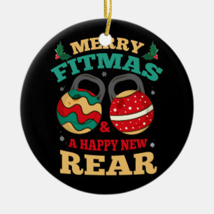 Fröhliche Fitmas und eine glückliche neue Fitnes Keramik Ornament