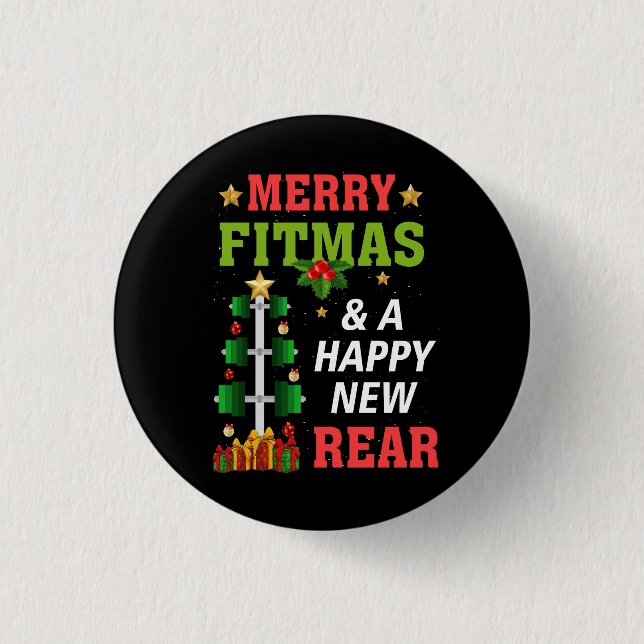Fröhliche Fitmas und eine glückliche neue Fitness- Button (Vorderseite)