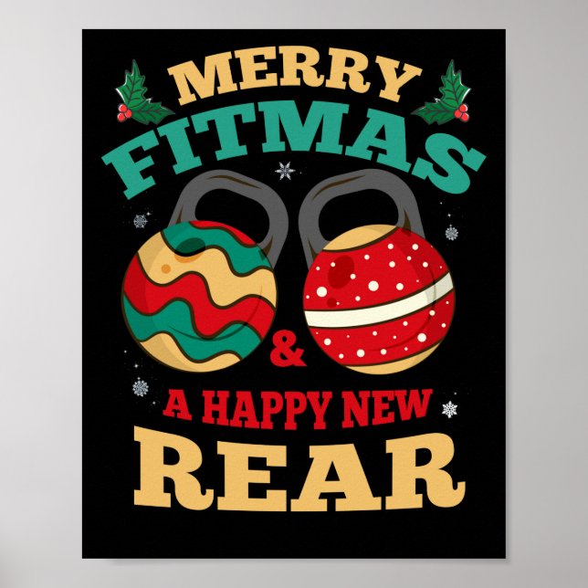 Fröhliche Fitmas und eine glückliche neue Fitness  Poster (Vorne)