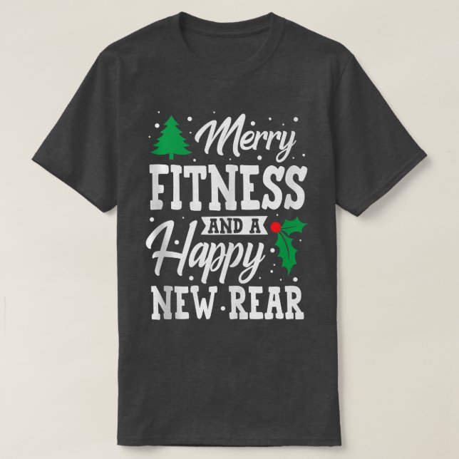 Fröhliche Fitness glücklich Neues Rück Workout Wei T-Shirt (Design vorne)