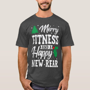 Fröhliche Fitness glücklich Neues Rück Workout Wei T-Shirt