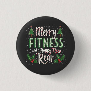 Fröhliche Fitness und ein glückliches neues Hinter Button