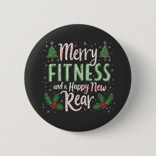 Fröhliche Fitness und ein glückliches neues Hinter Button