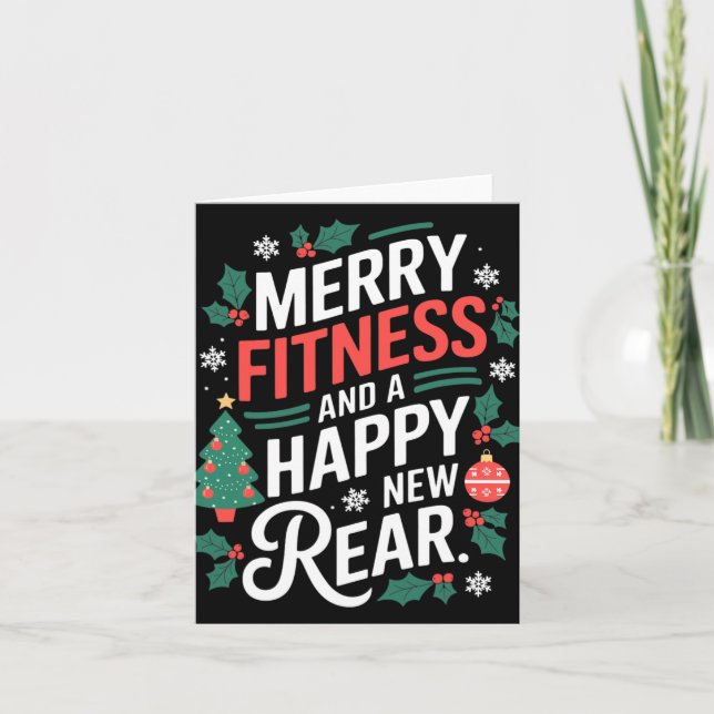 Fröhliche Fitness und ein glückliches Neues Hinter Karte (Vorderseite)