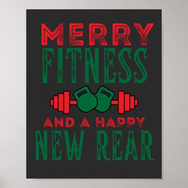 Fröhliche Fitness und ein glückliches neues Rück F Poster (Vorne)