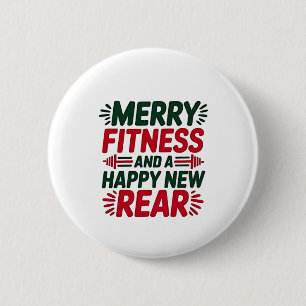 Fröhliche Fitness und Glück Neue Fitness Weihnacht Button