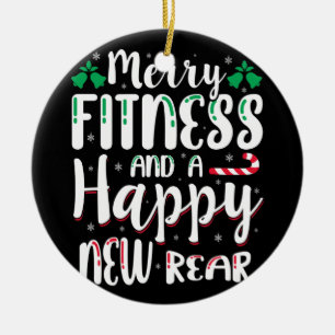 Fröhliche Fitness und glückliche Weihnachtsfeier Keramik Ornament