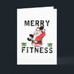Fröhliche Fitness Weightlift Santa Grußkarte Dankeskarte<br><div class="desc">Ho Ho Ho! Fröhliche Fitness! Eine lustige Illustration,  wie der Weihnachtsmann mit ein paar Knödel und einigen heiligen Weihnachtsakzenten arbeitet. Design ist auch in unserem Shop auf anderen Karten,  Geschenk und Wohngestaltung verfügbar!</div>