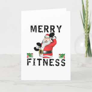 Fröhliche Fitness Weightlift Santa Grußkarte Dankeskarte