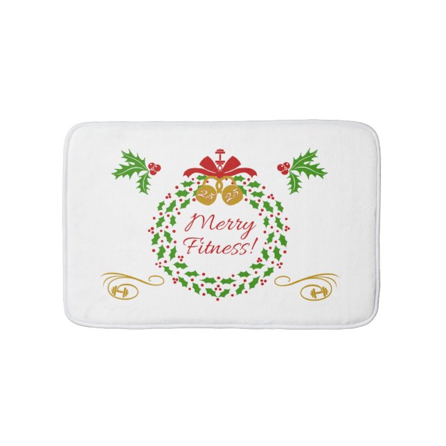 Fröhliche Fitness-Weihnachtswreath-Bad-Matte Badematte (Vorderseite)