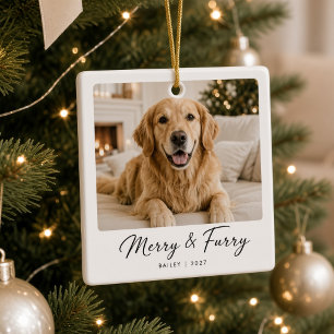 Fröhliche & Flauschige Personalisierte Hunde-Foto- Keramikornament