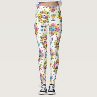 Fröhliche florale Mandalas nahtloses Muster Leggings
