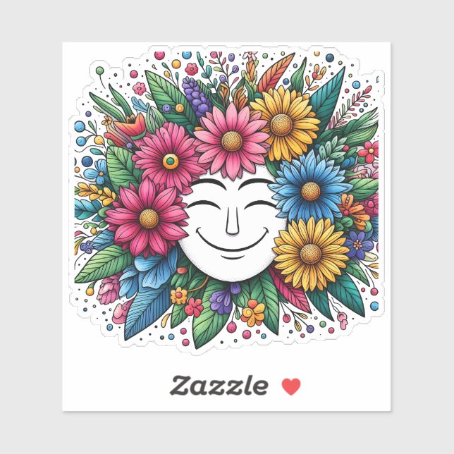 Fröhliche florale Sticker für Kreativität (Blatt)
