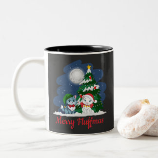 Fröhliche Fluffmas Niedliche Weihnachten Zweifarbige Tasse