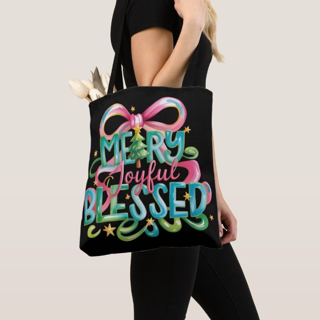 Fröhliche Freude gesegnet farbenfrohe Brushstroke  Tasche (Von Nahem)
