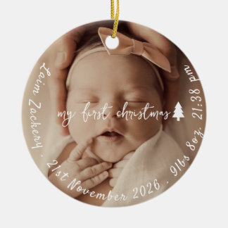 Fröhliche & Freudenreiche Geburtsstatistik Baby er Keramik Ornament