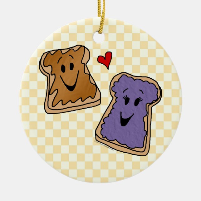 Fröhliche Freunde von Erdnussbutter und Gelee-Cart Keramik Ornament (Vorne)