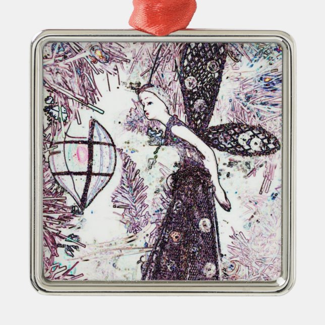 Fröhliche, fröhliche Weihnachten Silbernes Ornament (Vorne)