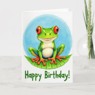 Fröhliche Frosch-Geburtstagskarte mit Illustration Karte