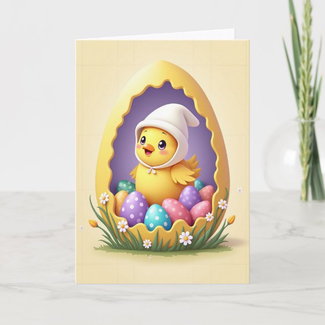 Fröhliche Frühlings-Anfänger-Ei-Karte Karte (Vorderseite)