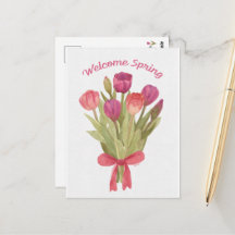 Fröhliche Frühlings-Tulpenstrauß-Postkarte