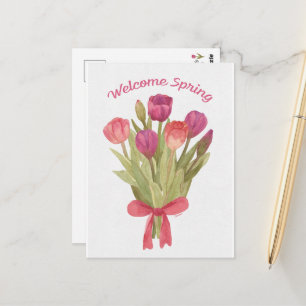 Fröhliche Frühlings-Tulpenstrauß-Postkarte Postkarte